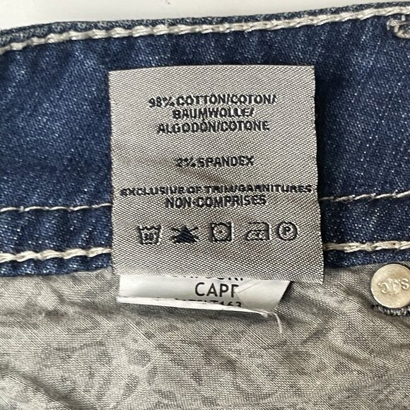 Silver Jeans Womens 28W Blue Suki Surplus Capri Embroidered Flap Pockets Stretch - Picture 12 of 16